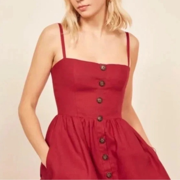 Reformation Tori Red linen Dress - Picture 2 of 7